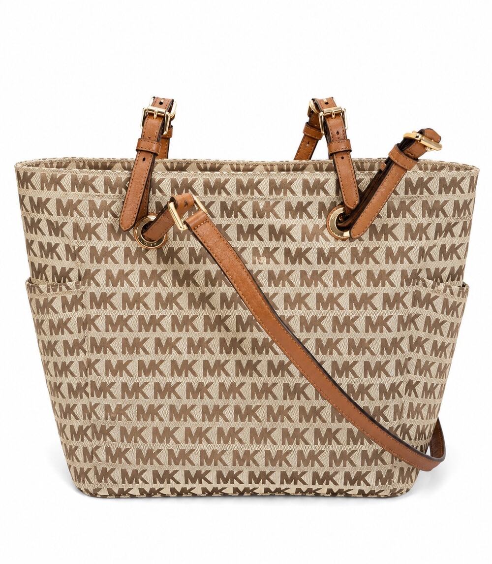 Michael Kors Jet Set Item Signature Tote – Beige/Brown Monogram
